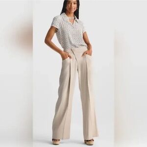 Cabi 6266R Wide Leg Linen Traipse Trouser Pant Sz 10 Biscotti Beige Beach Resort